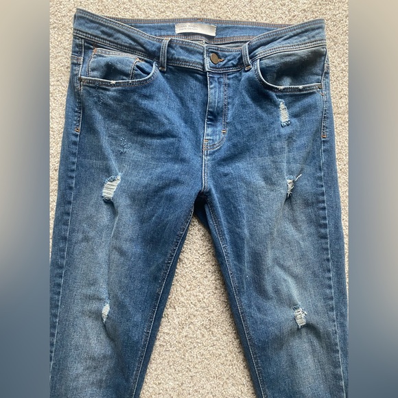 Zara Midrise distressed Denim Sz 12 - Picture 3 of 8